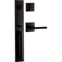 Berlin Modisch Full Escutcheon Handleset Front Door Entry Handle And Deadbolt Lock Set Slim Square Single Cylinder Deadbolt And Lever Heavy Duty - Oil Rubbed Bronze Finish