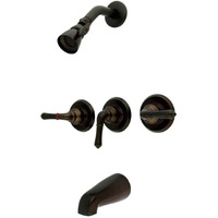 Kingston Brass Kb235 Magellan Tub And Shower Faucet With 3-Magellan Handle, Oil Rubbed Bronze,5-Inch Spout Reach , Oil-Rubbed Bronze