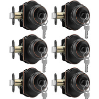 Haidms Keyed Entry Bronze Door Knob Interior, Exterior Locking Door Knobs, Oil Rubbed Bronze Exterior Doorknobs With Lock And Key, 6 Pack