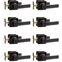 Mengico 8 Pack Interior Passage Door Lever,Oil Rubbed Bronze Left Or Right Handing For Closet And Hallway Doors,Square Heavy Duty Door Handle Set