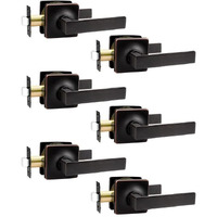 Mengico 6 Pack Interior Passage Door Lever,Oil Rubbed Bronze Left Or Right Handing For Closet And Hallway Doors,Square Heavy Duty Door Handle Set