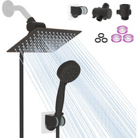 Ifealclear 10 Inch Metal Shower Head With Handheld Spray Combo- Rain Shower Head With 6 Modes Handheld- Flow Control/Pause Switch For Easy Operation-Anti-Clog Nozzles- Oil Rubbed Bronze