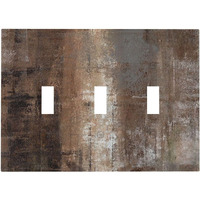 Brown Art Abstract 3 Gang Triple Toggle Light Switch Wall Plate Cover Taupe Rust Oil Painting Decirative Electrical Faceplate For Kitchen Bathroom Bedroom