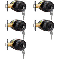 Goldenwarm 5 Pack Door Knob With Lock, Oil Rubbed Bronze Exterior Door Knobs, Keyed Alike Entry Door Knobs With Lock And Key, Bronze Entry Door Locking For Bedroom Bathroom (Round Ball)