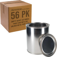 Master Elite 1 Quart Unlined Empty Metal Paint Can Bucket With Lids, 1 Case Of 56 - Triple Tight Lid Seal, 32 Fl. Oz. Steel Coating Storage Container Tin - Store Leftover Oil-Based Paint, Auto, Art