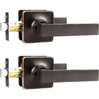 Gobekor Bronze Door Handles Interior Passage Door Handle Oil Rubbed Bronze Door Knobs For Hall Closet Square Lever Door Handle Interior Door Hardware & Locks, 2 Pack
