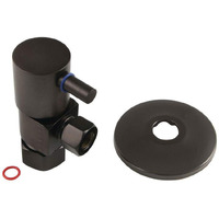 Kingston Brass Cd53305Dlk 5/8"" X 3/8"" O.D Anti-Seize Deluxe Quarter Turn Ceramic Hardisc Cartridge Angle Stop With Flange, 2-1/2"" (L) X 2-1/2"" (W) X 2-7/8"" (H), Oil Rubbed Bronze