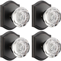 Clctk Dummy Glass Crystal Door Knobs, Oil Rubbed Bronze Dummy Door Handles For Hall Closet Bifold, 4 Pack