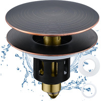 Tioriy Universal Bathroom Sink Stopper, For 1.1~1.5 Inch Drain Holes, Pop-Up Bathroom Sink Drain Strainer With Anti-Clogging Filter Basket, Bounce Filter With Hair Catcher (Oil Rubbed Bronze)