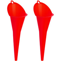 2 Pcs Oil Funnel, Long Neck Funnel Multi-Purpose Spill Saver Plastic Funnels For Filling Automotive Oils Lubricants Engine Oils Water Diesel Fuel Kerosene And Other Liquids(Red)