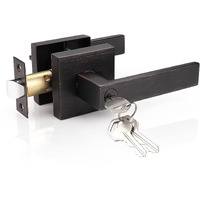Probrico 1 Pack Oil Rubbed Bronze Entry Door Lever With Lock, One Keyway Entrance Door Locksets For Front Door (Three Same Keys), Exterior Square Door Lock Interior Bedroom Entrance Door Knob
