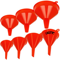 Dedc 7 Pcs Oil Funnels, Plastic Funnel Set For Automotive Use, Kitchen Use Filling Bottles, Durable Small Funnels Red