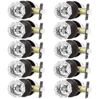 10 Pack Orger Glass Door Knobs For Hallway And Closet, Crystal Passage Door Knobs With Round Diamond Shape, Non-Locking Interior Door Handles, Round Rosette Finished Oil Rubbed Bronze