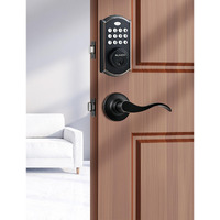 Elamor M19 Keyless Entry Door Lock With 2 Lever Handles, Auto Lock, 50 User Codes, Easy-To-Install Smart Door Lock For Front Door, Waterproof Security Handle Set, Home/Hotel Use, Oil Rubbed Bronze