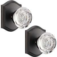 Clctk 2 Pack Crystal Glass Dummy Door Knob, Bifold Closet Dummy Door Handles Non-Turning Single Side, Oil Rubbed Bronze