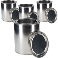 Master Elite 1 Quart Unlined Empty Metal Paint Can Bucket With Lids, Pack Of 4 - Triple Tight Lid Seal, 32 Fl. Oz. Steel Coating Storage Container Tin - Store Leftover Oil-Based Paint, Automotive, Art