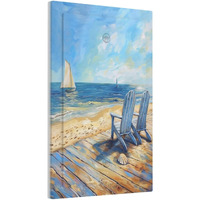 Xuejiaku Light Switch Cover Sea Beach Chair Oil Painting Ocean Sailboat 1 Gang Wall Plate Cover No Device Blank Decorative Outlet Covers Electrical Switchplate For Bathroom Home Decor