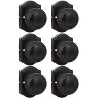 Goldenwarm 6 Pieces Oil Rubbed Bronze Single Side Door Handles, No-Turning Function Push/Pull Half Dummy Door Knobs For Closet, French Double Doors