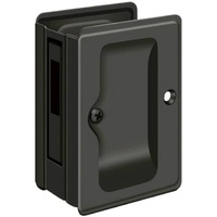 Deltana Sdar325U10B Heavy Duty Pocket Lock; Adjustable; 3-1/4"" X 2 1/4"" Sliding Door Receiver; Oil Rubbed Bronze Finish