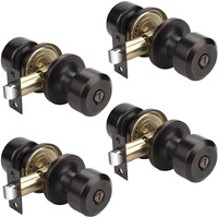 Knobwell Interior Door Knobs, Oil Rubbed Bronze Door Knob For Bedroom Bathroom, Keyless Privacy Door Knob With Lock, Stainless Steel Indoor Door Knob, Cylindrical Shape, 4 Pack