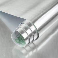 Bayya Extra Wide Stainless Steel Contact Paper For Appliances 48""X354"" Stainless Steel Vinyl Wrap Silver Metallic Wallpaper Peel Stick Kitchen Oil Proof Waterproof Sticker Aluminum Foil Wallpaper
