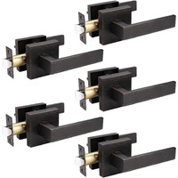 Knobelite 5 Pack Passage Door Knobs Set,Passage Lever Door Handle [Non-Locking Lever Set] For Hallway Doors Or Closets With Oil Rubbed Bronze Finish,Keyless Interior Door Lever
