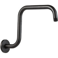 Offo Shower Head Extension Arm 13 In, Oil Rubbed Bronze S Shaped High Rise Extender With Flange Shower Head Pipe Arm