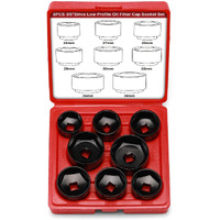 Mayouko 8 Pieces 3/8"" Drive Low Profile Oil Filter Cap Wrench Socket Set, 24Mm, 27Mm,28Mm,29Mm,30Mm,32Mm,36Mm,38Mm,Cr-V, Oil Filter Cap Remove And Install Tool Kit