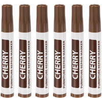 Uxcell Furniture Repair Wood Markers, 6 Pcs Cherry Touch Up Filler Sticks, Oil Based Paint Markers For Scratches, Wood Floors, Tables, Cabinet, Carpenters, Cover Ups
