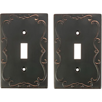 Sleeklighting | Wall Plates Decorative Regal Scrollwork Oil Rubbed Bronze | Electric Outlet And Switch Covers| Style: 1 Gang Toggle (2 Pack)