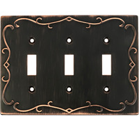 Sleeklighting | Wall Plates Decorative Regal Scrollwork Oil Rubbed Bronze | Electric Outlet And Switch Covers| Style: 3 Gang Toggle (1 Pack)