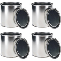Master Elite Small 1/2 Pint Unlined Empty Metal Paint Can Bucket With Lids, Pack Of 4 - Triple Tight Lid Seal, 8 Fl. Oz. Steel Coating Storage Container Tin - Store Oil-Based Paint, Art, Diy Crafts