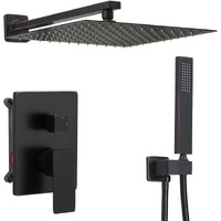 Annazom Oil Rubbed Bronze Rain Shower Faucet Set Shower System 12 Inches Square Shower Head With Handheld, Waterfall Showerhead, All Metal Shower Faucet Trim Repair Kits (Contain Shower Valve)