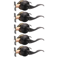 Mengico 5 Pack Lever Door Handle,Oil Rubbed Bronze Door Lever Interior,Bedroom Door Levers Bath Bed Door Lever,Reversible Wave Lever Handles