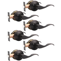 Mengico 6 Pack Passage Door Lever No Lock, Oil Rubbed Bronze Door Handle Interior, Closet Hallway Door Handle,Reversible Wave Lever Handles
