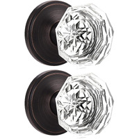 Orger Crystal Dummy Door Knobs, Clear Glass Door Handles For Closet/Cloakroom, Interior Non-Locking Inactive Dummy Knobs With Oil Rubbed Bronze Rosette 2 Pack