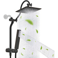 Hibbent All Metal High Pressure 10'' Rainfall Shower Head, Showerhead Combo With 4-Mode Handheld Spray, 12'' Adjustable Extension Arm, Extension Bar, Easy Reach Holder, 71'' Hose, Oil Rubbed Bronze