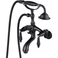 Gotonovo Wall Mount 3 3/8 Clawfoot Tub Faucet For Bathtub With Hand Held Shower Sprayer Double Level Handle With Hot And Cold Water Adapter Adjustable Swing Arms Oil Rubbed Bronze