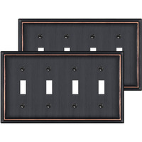2 Pack Quad Toggle Light Switch Covers Plate, Oil Rubbed Bronze Metal Material Switch Plate Covers, 4 Gang Wall Plate For Light Switch - Classic Style