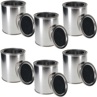 Master Elite 1 Pint Unlined Empty Metal Paint Can Bucket With Lids, Pack Of 6 - Triple Tight Lid Seal, 16 Fl. Oz. Steel Coating Storage Container Tin - Store Oil-Based Paint, Art, Craft, Diy Supplies