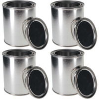 Master Elite 1 Pint Unlined Empty Metal Paint Can Bucket With Lids, Pack Of 4 - Triple Tight Lid Seal, 16 Fl. Oz. Steel Coating Storage Container Tin - Store Oil-Based Paint, Art, Craft, Diy Supplies