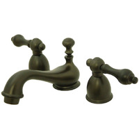 Kingston Brass Ks3955Al Restoration Mini Widespread Lavatory Faucet With Metal Lever Handle, Oil Rubbed Bronze, 4-Inch Adjustable Center