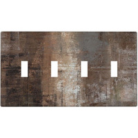 Brown Art Abstract 4 Gang Light Switch Cover Decorative Quad Toggle Wall Plate Taupe Rust Oil Painting Decorative Electrical Faceplate For Bathroom