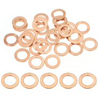 Patikil M14 Copper Washer Sealing Ring, 30 Pieces 14Mm Id 22Mm Od 1.5Mm Thickness Metric Flat Sealing Gasket Crush Washer For Screws Bolt Sump Plugs Oil Drain