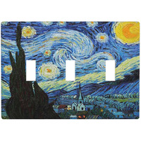 Moslion Starry Night 3-Gang Light Switch Cover Van Gogh Oil Painting Arts Farmhouse Sky Moon Triple Toggle Wall Plate Outlet For Kitchen Bathroom Bedroom Home
