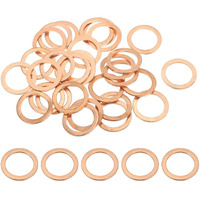 Patikil M18 Copper Washer Sealing Ring, 30 Pieces 18Mm Id 24Mm Od 1.5Mm Thickness Metric Flat Sealing Gasket Crush Washer For Screws Bolt Sump Plugs Oil Drain