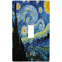 Moslion Starry Night Single Toggle Wall Plate Van Gogh Oil Painting Arts Farmhouse Sky Moon Light Switch Outlet Cover Plug Decor Home Office Living Room