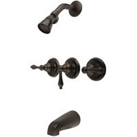 Kingston Brass Kb235Al Tub And Shower Faucet With 3-Lever Handle, Oil Rubbed Bronze,5-Inch Spout Reach , Oil-Rubbed Bronze