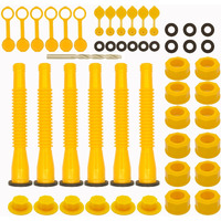Gas Can Spout Replacement Set, Gas Can Nozzle Old Style Easy To Install, Flexible Pour Nozzle Suitable For Most 1/2/5/10 Gallon Oil Cans (6 Kit-Yellow)