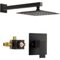 Suncleanse Shower Faucet Set With Valve, 8 Inch Square Shower Head And Handle Set, Single Handle Shower Trim Kit With Extra Long Shower Arm, Oil Rubbed Bronze